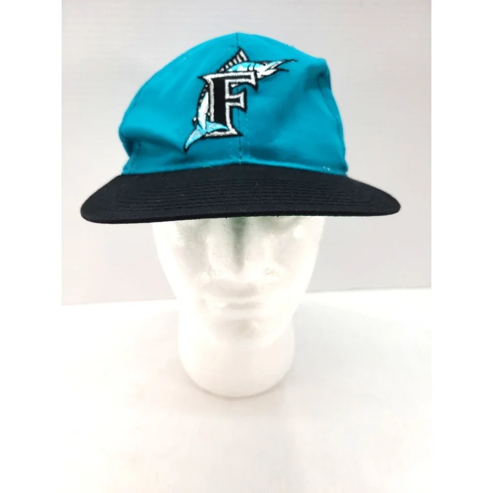 Vtg New Era 90's Florida Marlins Embroidered Snapback Hat MLB One Size